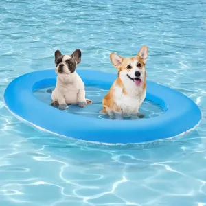 Dog Pool Float - 2025 Upgraded Tear Resistant Oxford Stable Support Dog Floatie, Inflatable Summer Doggies Raft Toy for Swimming Pool (up to 45lb, Blue)