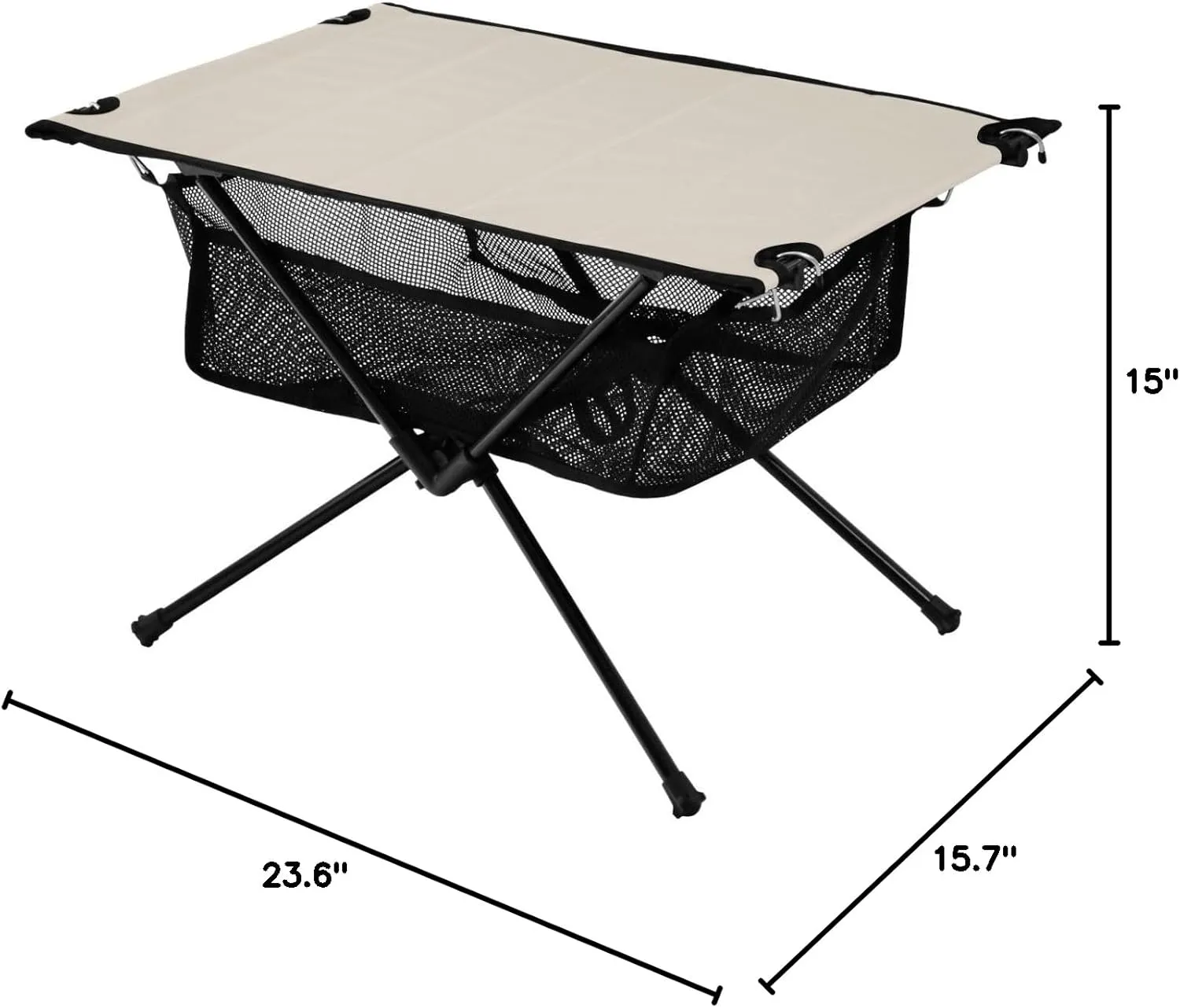 DOMIKING Beige Portable Camping Table Folding Picnic Tables with Carrying Storage Bag Beach Table for Fishing Hiking Cooking 23.6 * 15.7 * 15 in