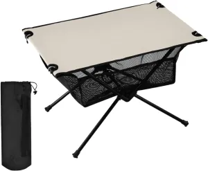 DOMIKING Beige Portable Camping Table Folding Picnic Tables with Carrying Storage Bag Beach Table for Fishing Hiking Cooking 23.6 * 15.7 * 15 in