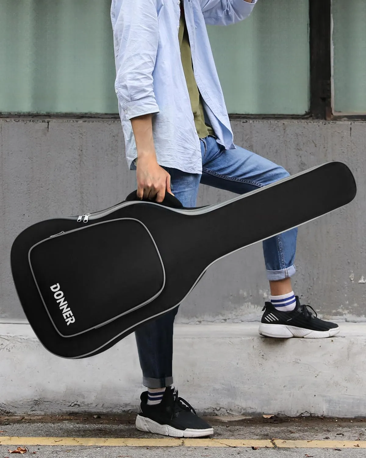 Donner 39 Inch Electric Guitar Case, 5mm Thick Padding Sponge 600D Ripstop Waterproof Nylon Soft Electric Guitar Bag with Dual Adjustable Shoulder Strap and Thick Sponge Handle, Black