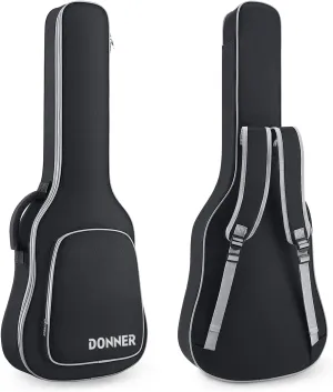 Donner 39 Inch Electric Guitar Case, 5mm Thick Padding Sponge 600D Ripstop Waterproof Nylon Soft Electric Guitar Bag with Dual Adjustable Shoulder Strap and Thick Sponge Handle, Black