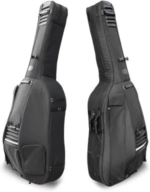 Double Bass Bag with wheels 3/4 Upright Bass Gig Bag Oxford Cloth String Bass bag Thickened liner Multiple storage pockets with Sturdy Handles and Straps (Black)