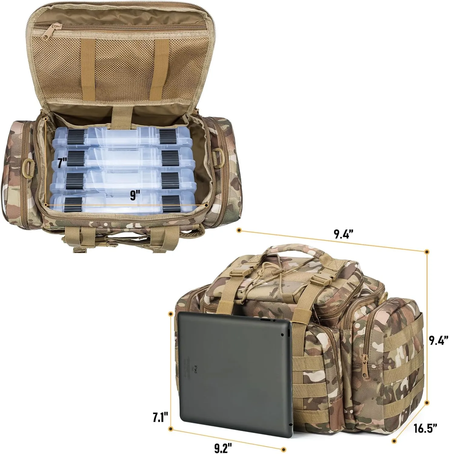 Dr.Fish Fishing Tackle Bag 5 Boxes with 60 Lures Included Loaded Stocked Tackle Box Set Spinner Lures Kit Freshwater Gear Equipment