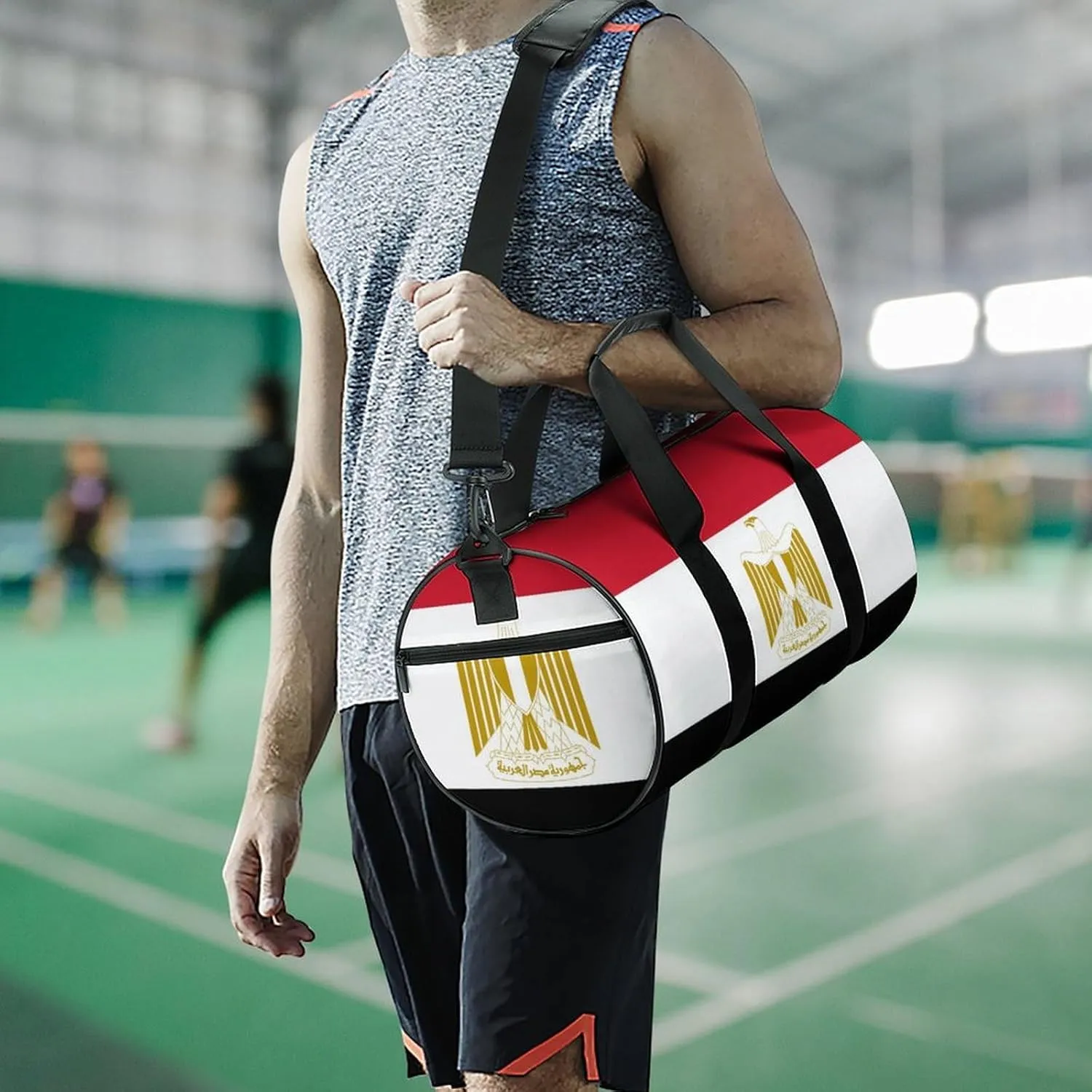 Egypt Flag Waterproof Gym Bag with Shoe Compartment Sports Duffel for Travel Beach