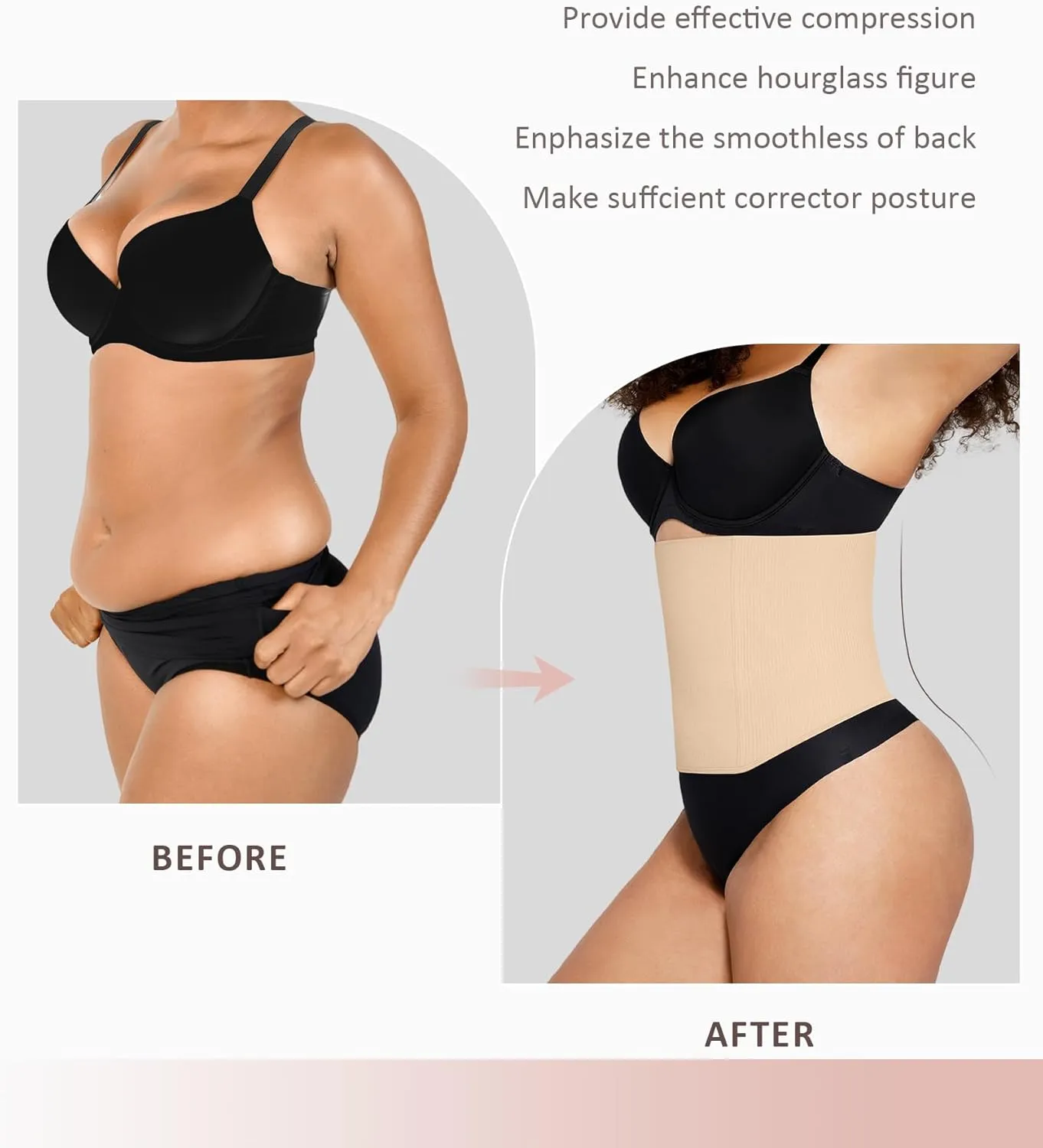 FeelinGirl Waist Trainer Belly Wrap for Women Tummy Tuck Postpartum Underbust Gym Cincher Compression Workout