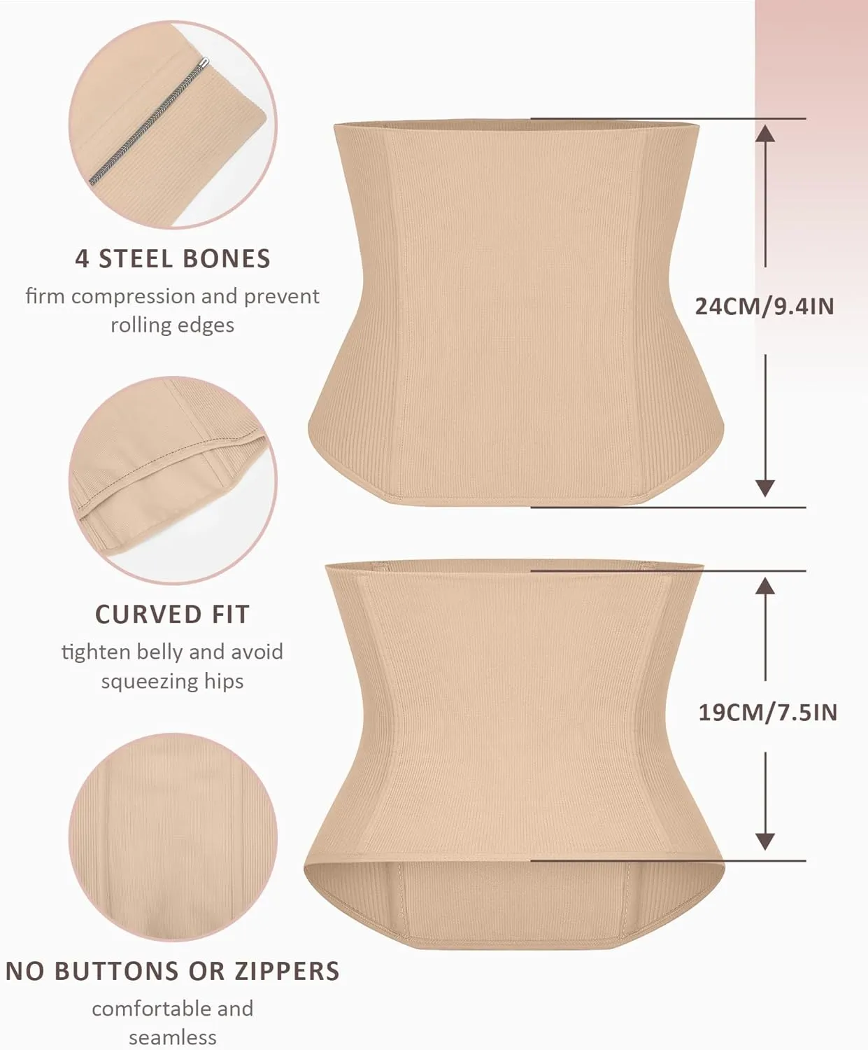 FeelinGirl Waist Trainer Belly Wrap for Women Tummy Tuck Postpartum Underbust Gym Cincher Compression Workout