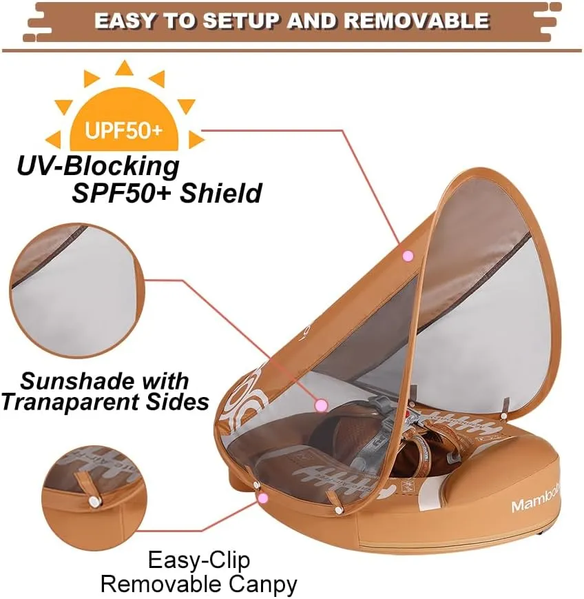 Float - Non-Inflatable Baby Swim Ring with Sun Canopy, Florida-Inspired Design for Infants 3-24 Months, Safe & Comfortable Pool Float for Toddlers, Durable Foam Swim Trainer