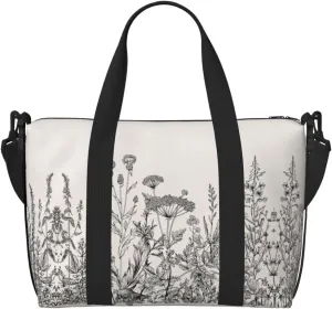 Floral Herbs Botanical Engraving Personal Item Travel Bags for Women - Durable Travel Duffel Bags, Gym Bags for Overnight Trips