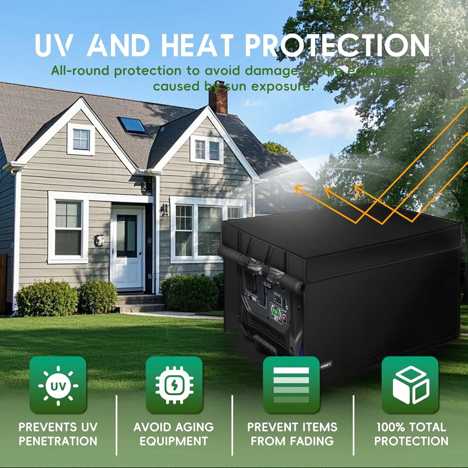 Generator Cover. Made of 600D Waterproof Oxford Fabric,Opened for Refueling.24"Lx19"Wx21"H,Generator Running Cover with PVC Transparent Operating Window. Black.