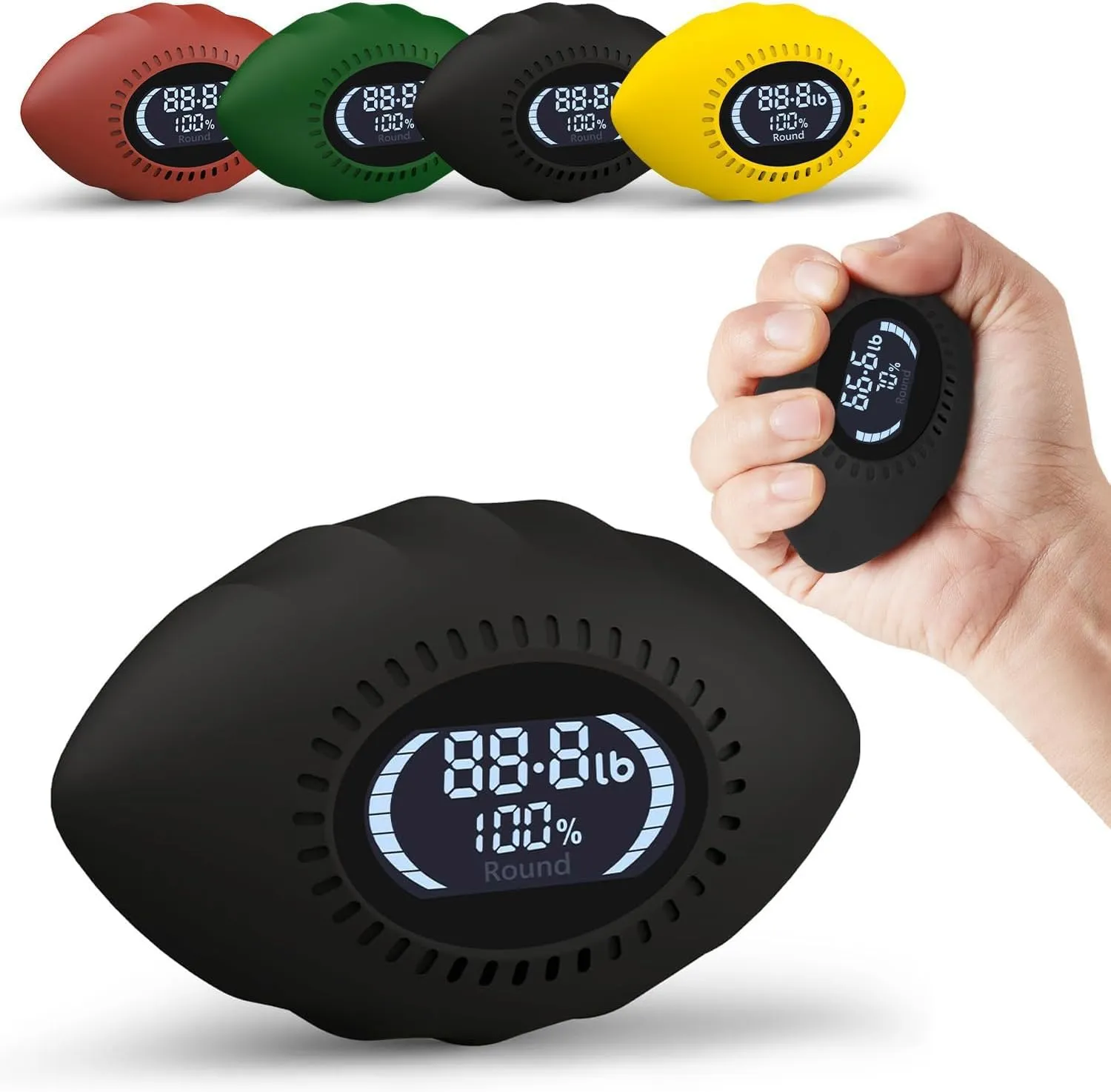 Grip Strength Tester, Digital Grip Strength Trainer with Cheer Sound, Progress Bars, Up to 220lbs Hand Gripper Strengthener, Forearm Strengthener, Fitness Toy, Stress Balls for Adults Kids