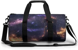 Gym Bag 17in for Men Women, Waterproof Foldable Sports Organizer, Durable Workout Travel Duffle Bag, Cosmic Wizards Tower-120