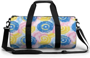 Gym Bag 17in for Men Women, Waterproof Foldable Sports Organizer, Durable Workout Travel Duffle Bag, Radiant Skies Tie-Dye-100