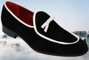 Handmade Two Tone Black Suede Loafers for Men