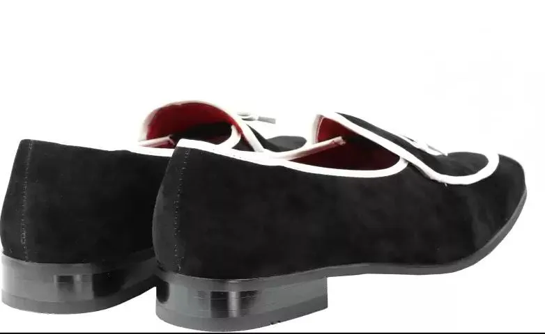 Handmade Two Tone Black Suede Loafers for Men