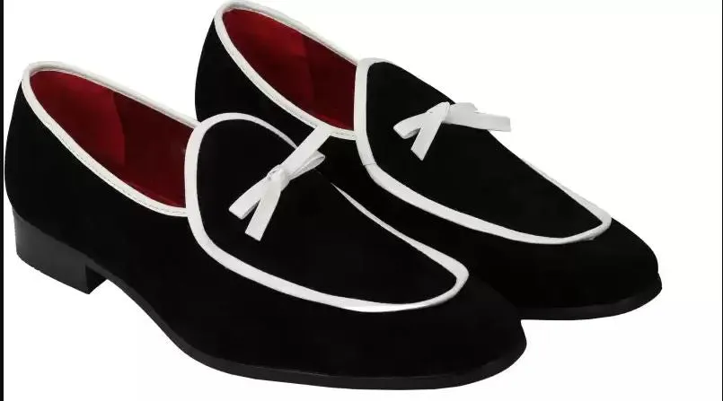 Handmade Two Tone Black Suede Loafers for Men