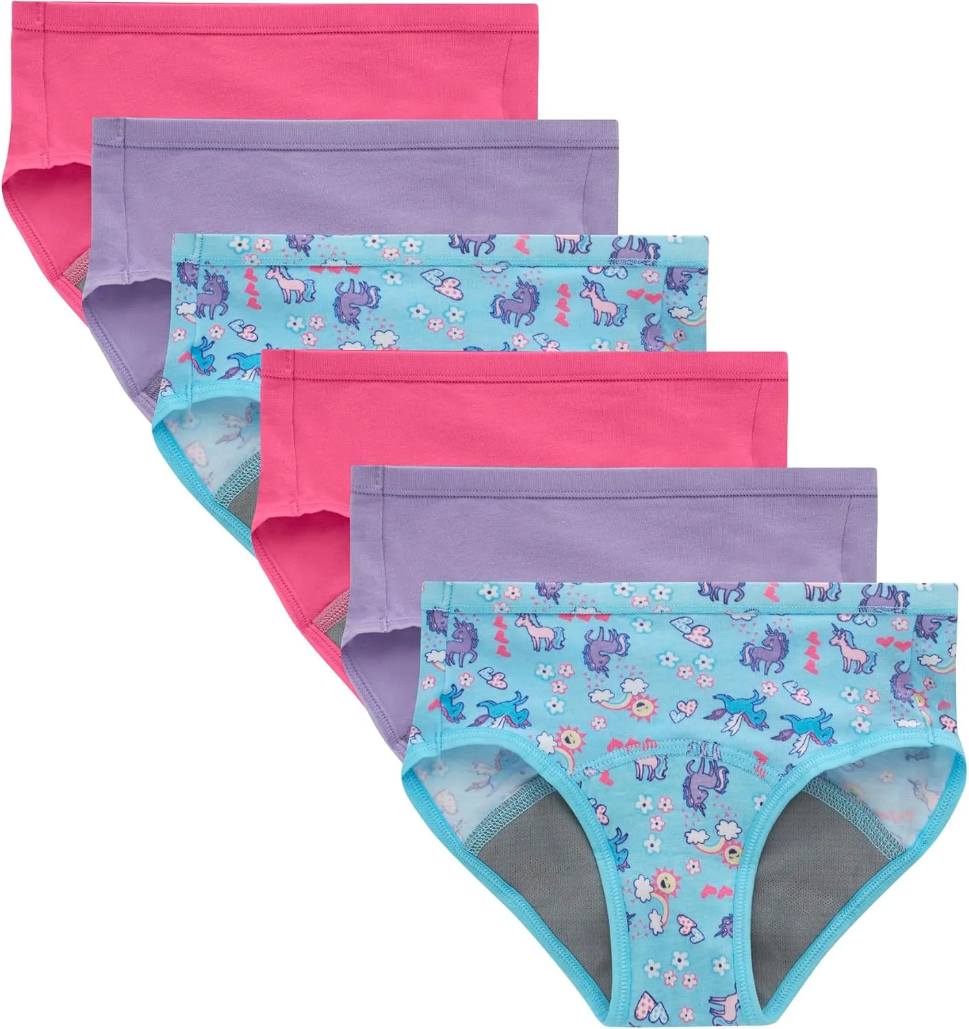 Hanes Girls Trainer Underwear for Toddlers, Washable Potty-Training Brief Panties, 6-Pack