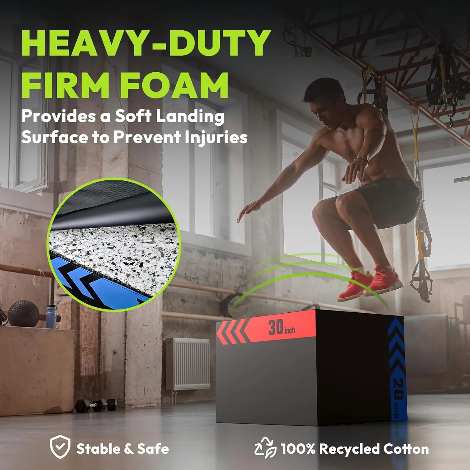 Heavy Foam Plyometric Box, Jumping Exercise Equipment Trainer with Anti-Slip Surface for Workout Training, Pro-Duty HIIT Exercise Foam Plyo Box, Home Gym