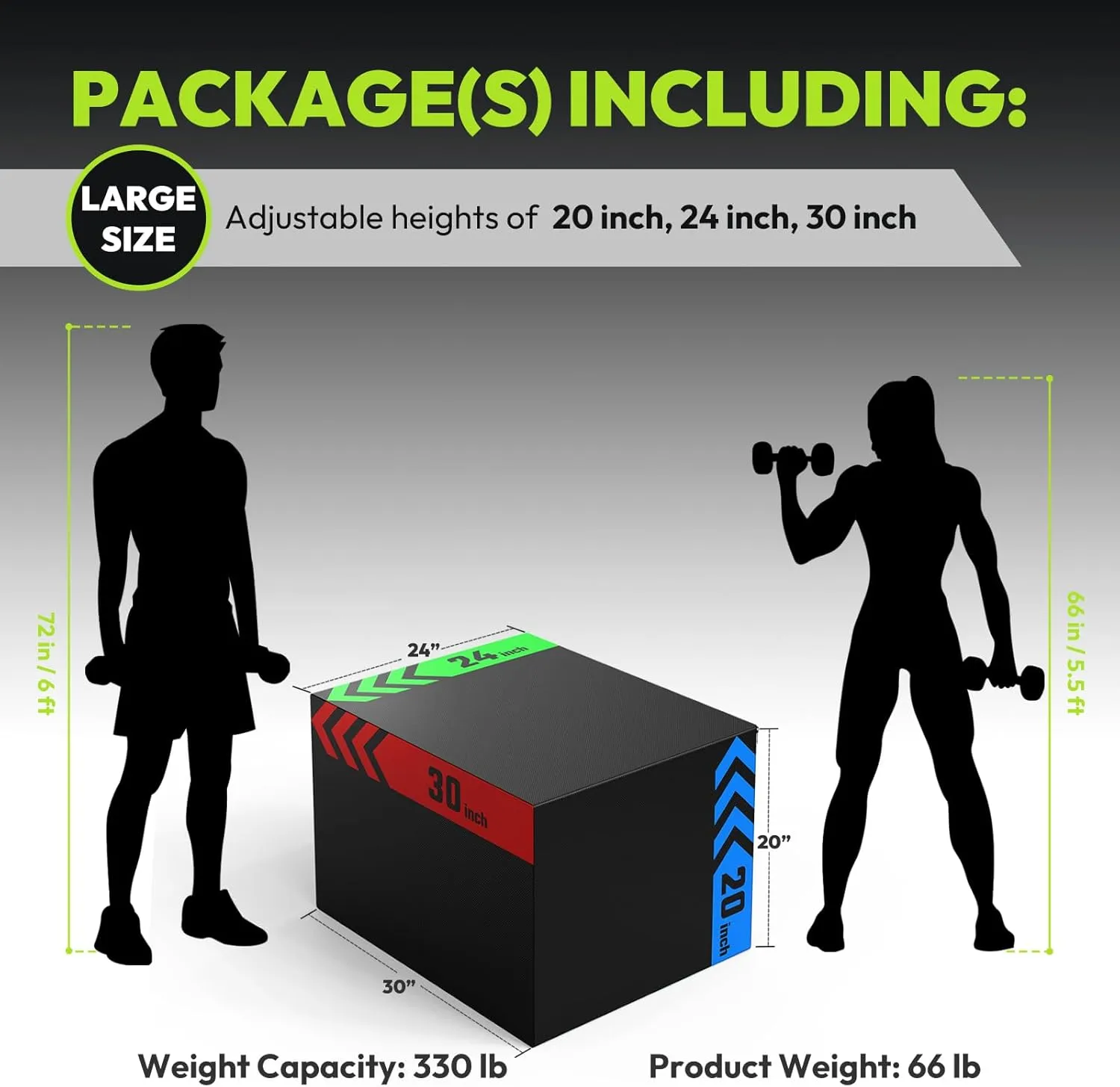 Heavy Foam Plyometric Box, Jumping Exercise Equipment Trainer with Anti-Slip Surface for Workout Training, Pro-Duty HIIT Exercise Foam Plyo Box, Home Gym