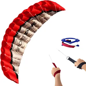 HENGDA KITE 2.5m Dual Line Stunt Parafoil Kites Soft Stunt Kite for Beach Blue with Flying Tool