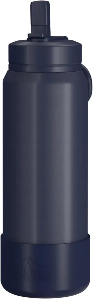 Hydrapeak 26oz Sport Insulated Water Bottle with Straw or Chug Lid, Leak & Spill Proof, Keeps Drinks Cold for 24 Hours, Hot for 12 Hours, Premium Stainless Steel Water Bottles (26oz, Navy)