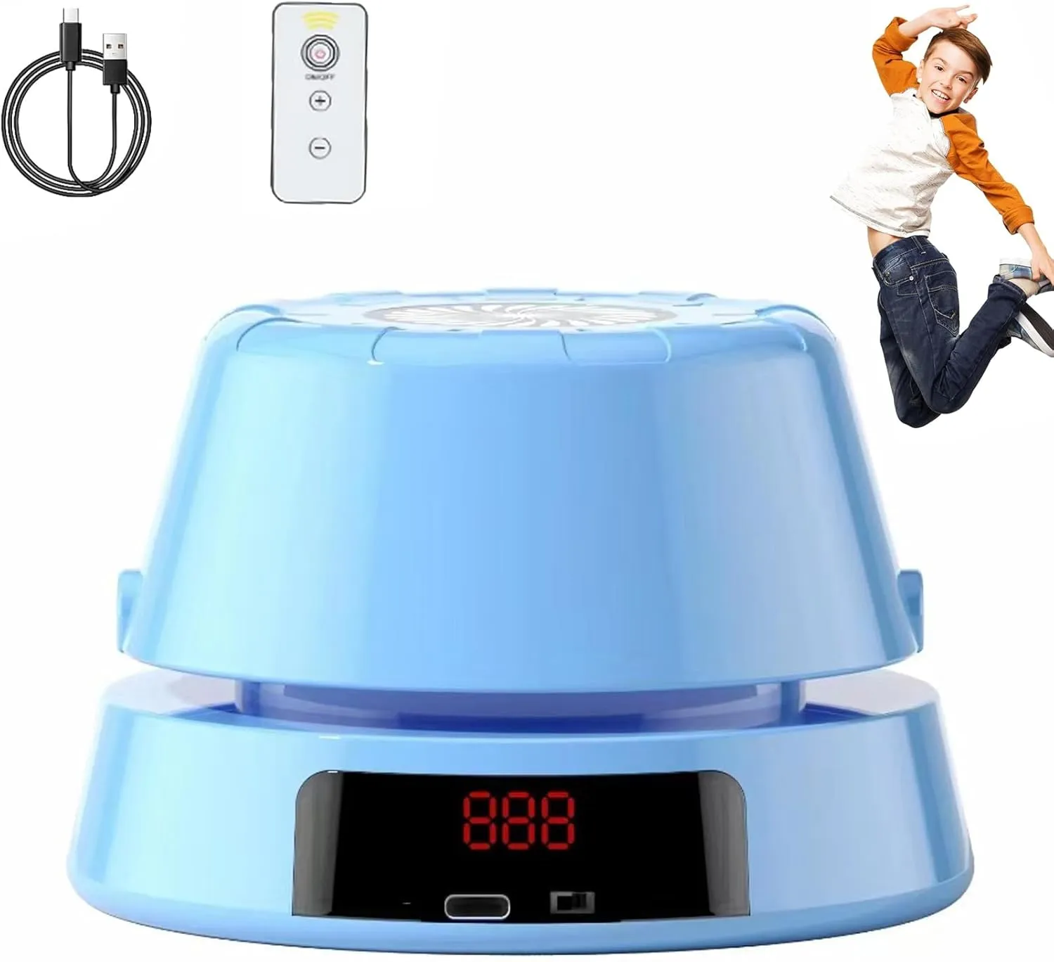 Hyperhop Auto Jump Trainer, Rechargeable Jump Rope Machine, 10-Speed Remote Control | 360°Stable Rotation for Multi-Person Entertainment, Family, Gym, Office, Party