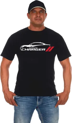 JH DESIGN GROUP Men's Dodge Charger Silhouette Short Sleeve Crew Neck T-Shirt