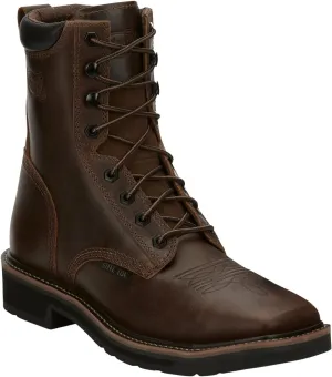 Justin Men's Pulley 8" Steel Toe Work Boot, Aged Bark - 10.5 EE