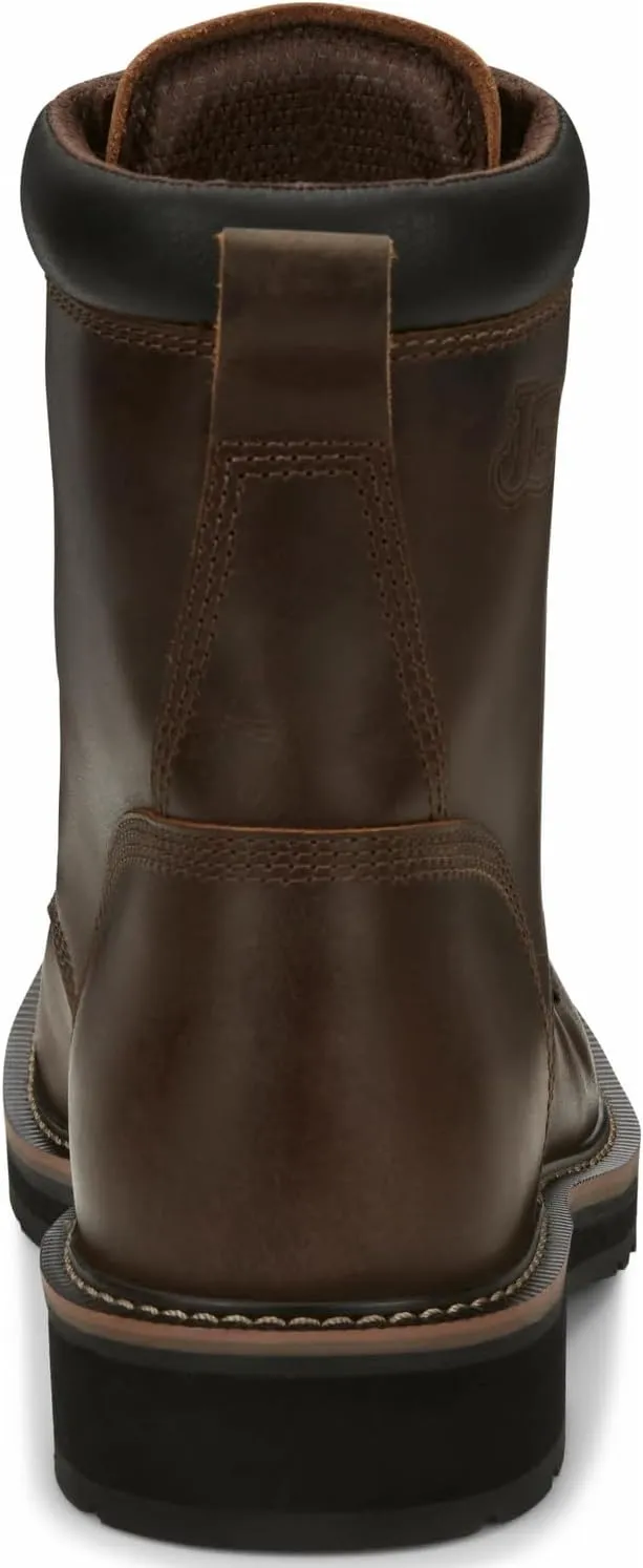Justin Men's Pulley 8" Steel Toe Work Boot, Aged Bark - 10.5 EE