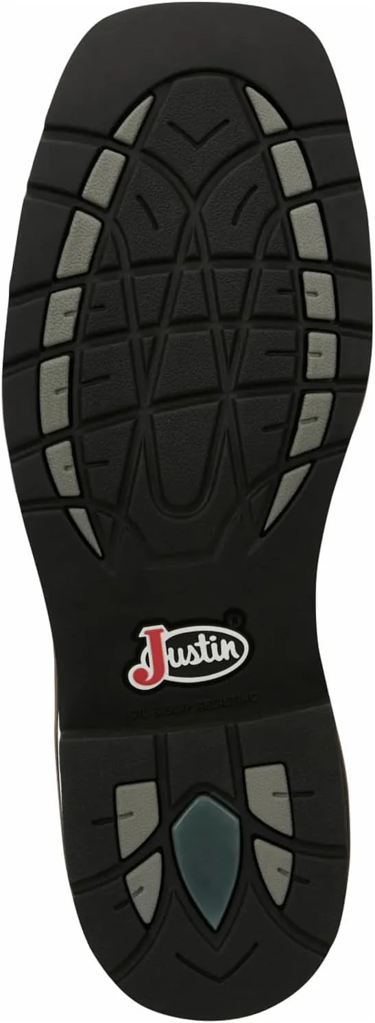 Justin Men's Pulley 8" Steel Toe Work Boot, Aged Bark - 10.5 EE
