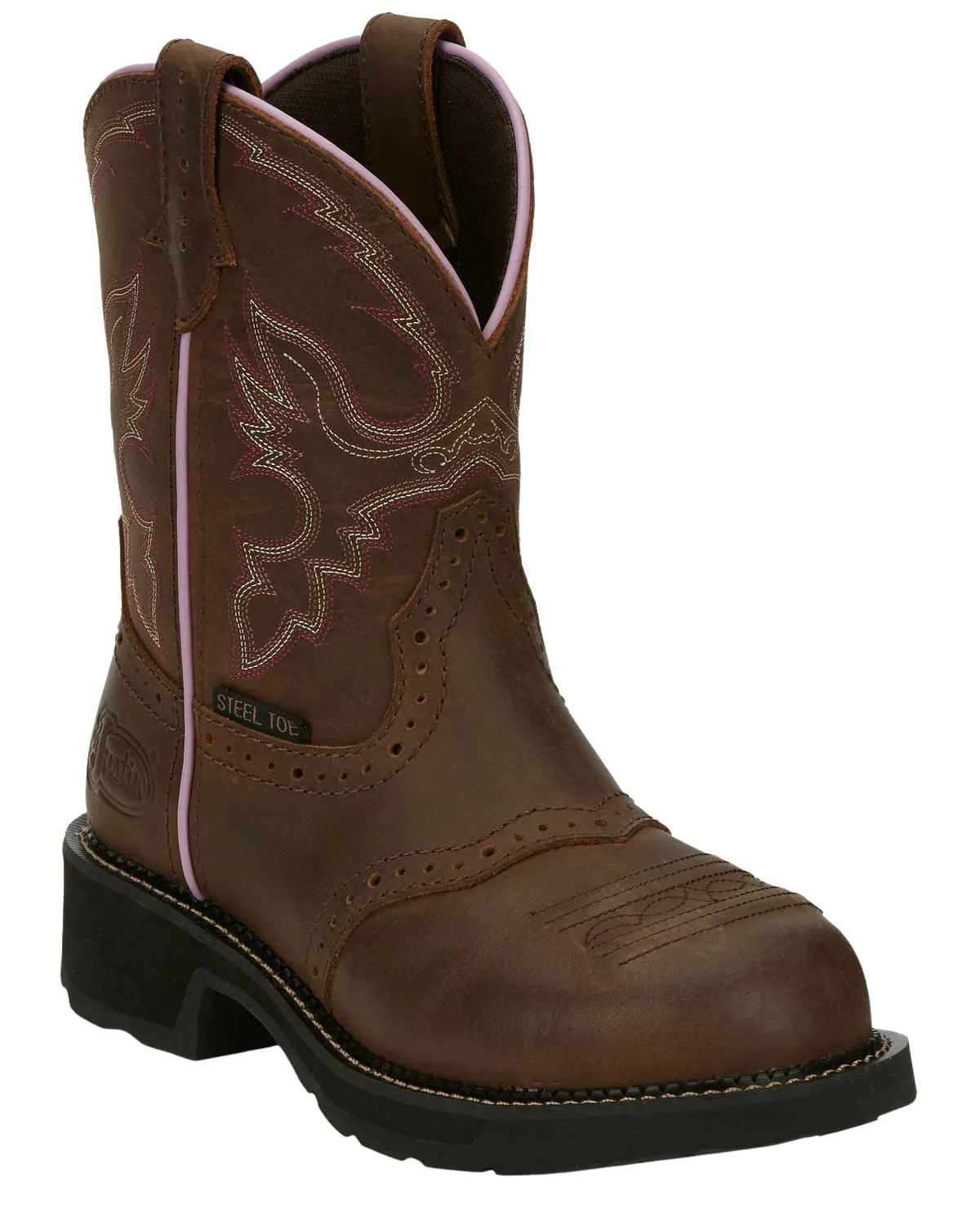 Justin Women's Wanette Western Work Boot Steel Toe Distressed Brown 8.5 M