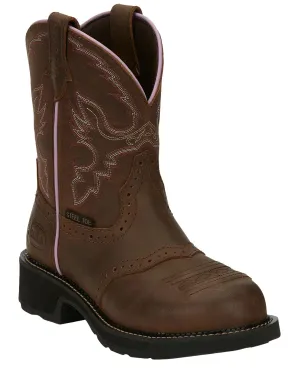 Justin Women's Wanette Western Work Boot Steel Toe Distressed Brown 8.5 M