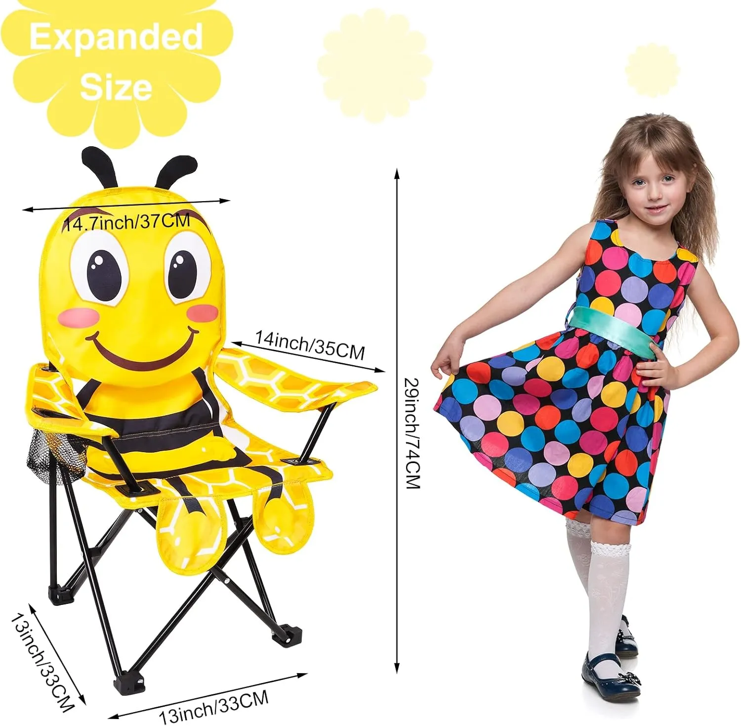KABOER Kids Outdoor Folding Lawn and Camping Chair with Cup Holder and Carrying Bag, Children's Camping Chairs