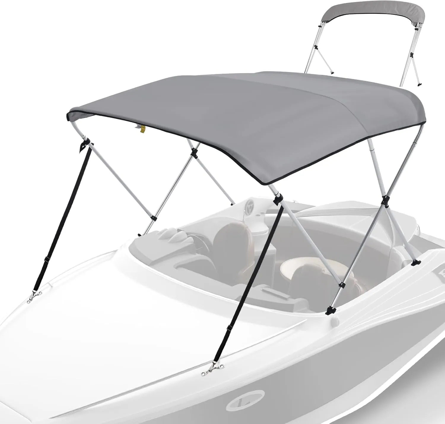 KAKIT 3 Bow Bimini Top for Boats, Heavy Duty 7 Layers 1200D Oxford Boat Canopy with Support Poles & Storage Boot