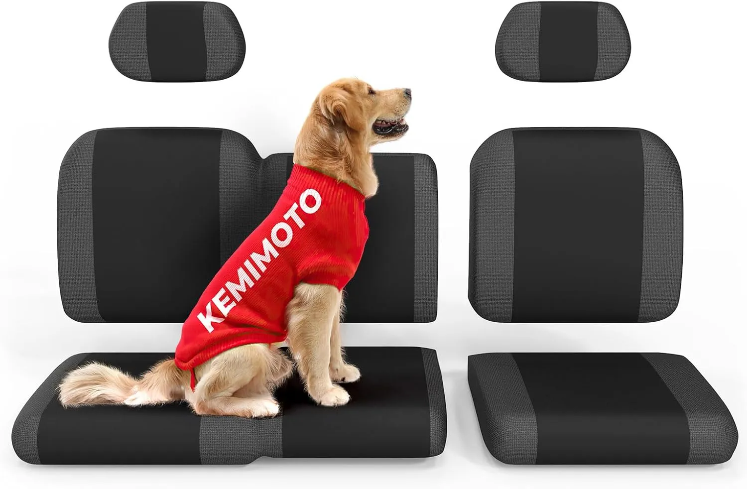 KEMIMOTO UTV Seat Cover Set for 60/40 Split Back Seat Compatible with Polaris Ranger XP 1000 2017-2021, Split Bench Seat Covers Upgraded w/Headrest Cover (Crew Fits Front Seat Only)