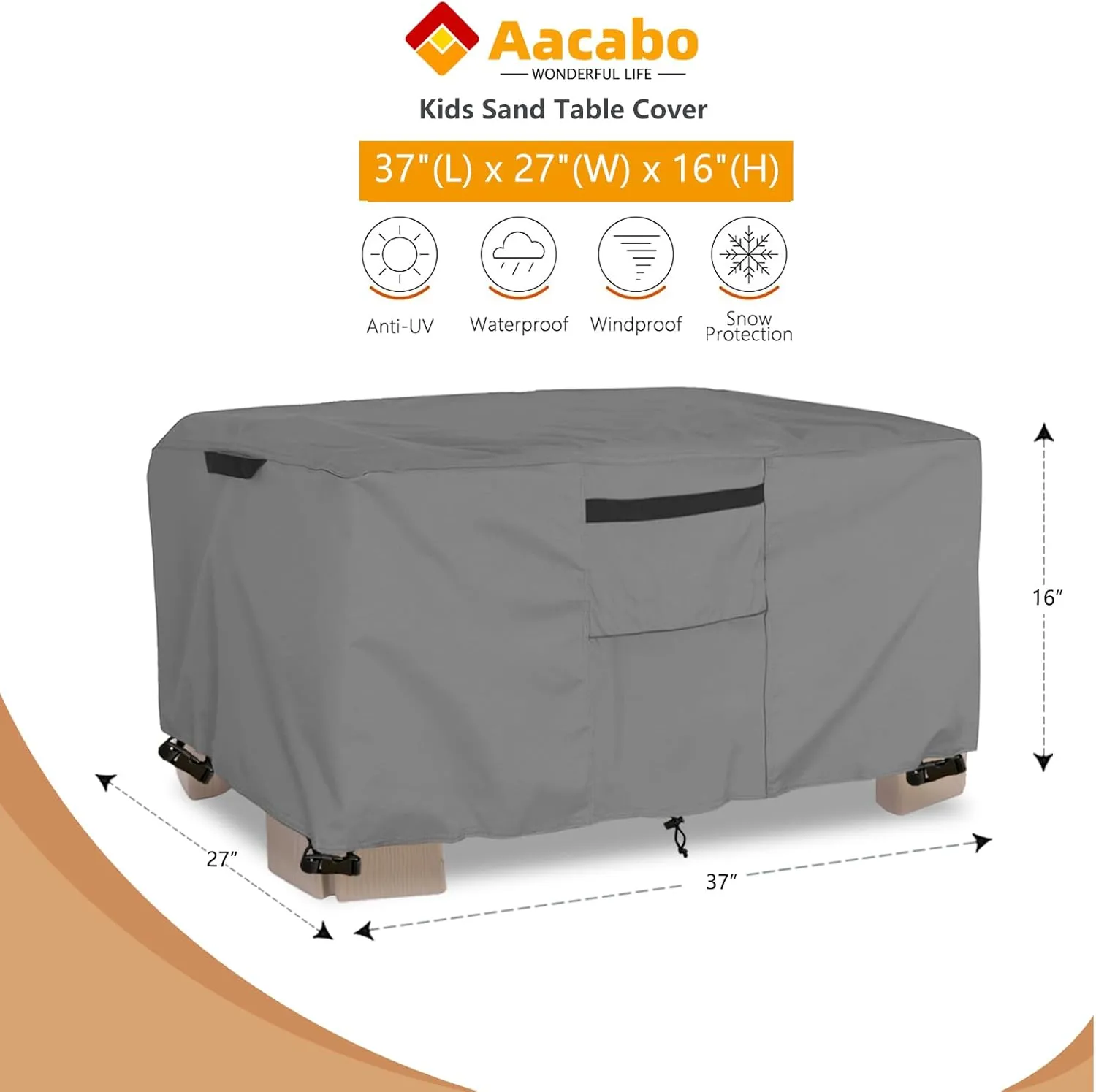 Kids Sand Table Cover Suitable for Step2 Sand Table,Waterproof,Defoliation Prevention Anti-UV Outdoor Toys Cover,Grey.Cover only