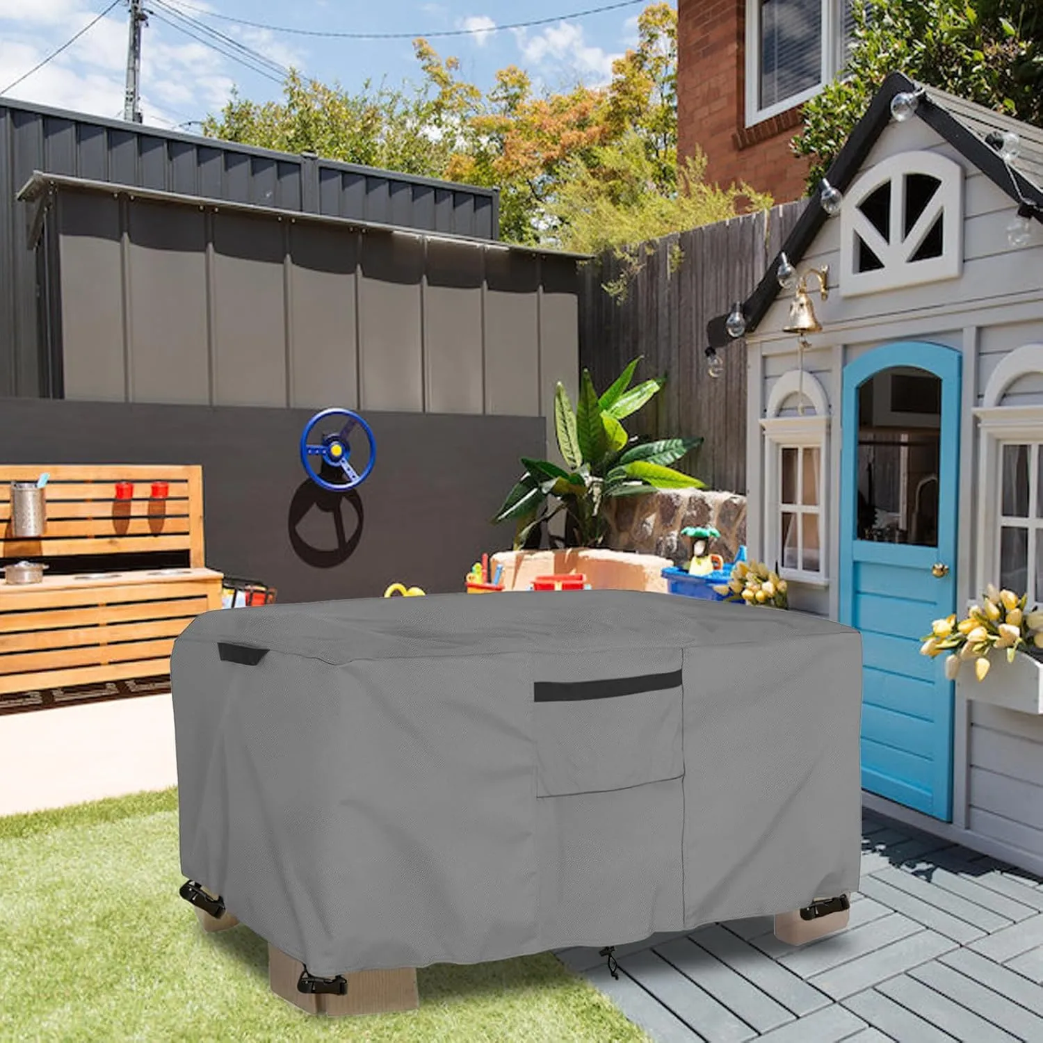 Kids Sand Table Cover Suitable for Step2 Sand Table,Waterproof,Defoliation Prevention Anti-UV Outdoor Toys Cover,Grey.Cover only