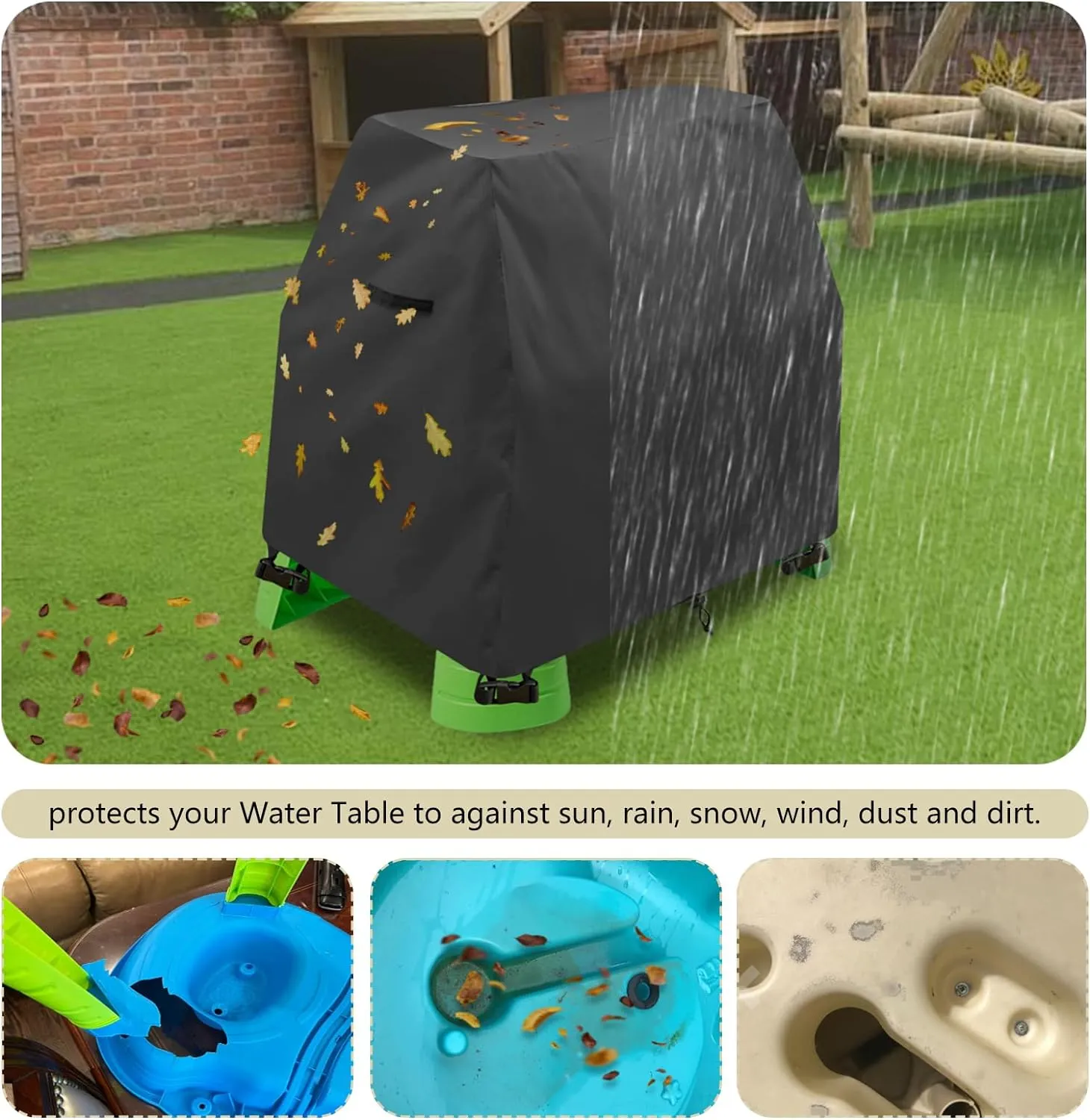 Kids Water Table Cover Fit Rain Showers Splash Pond Water Table,Waterproof Dust Proof Anti-UV Outdoor Toys Cover-Cover only