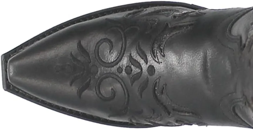 Laredo Womens Night Sky Tooled-Inlay Glitter Snip Toe Casual Boots Mid Calf Low Heel 1-2" - Black