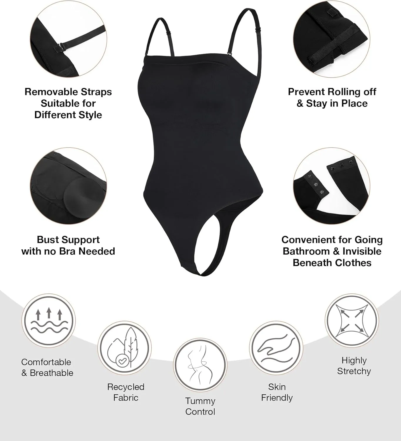 Lover-Beauty Shapewear Tummy Control Strapless Bodysuit for Women Seamless Thong Body Shaper Waist Trainer