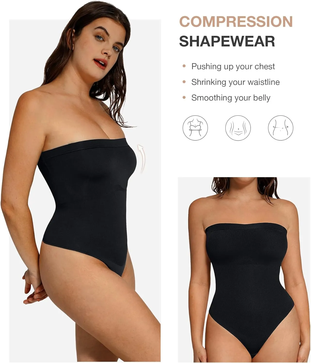 Lover-Beauty Shapewear Tummy Control Strapless Bodysuit for Women Seamless Thong Body Shaper Waist Trainer