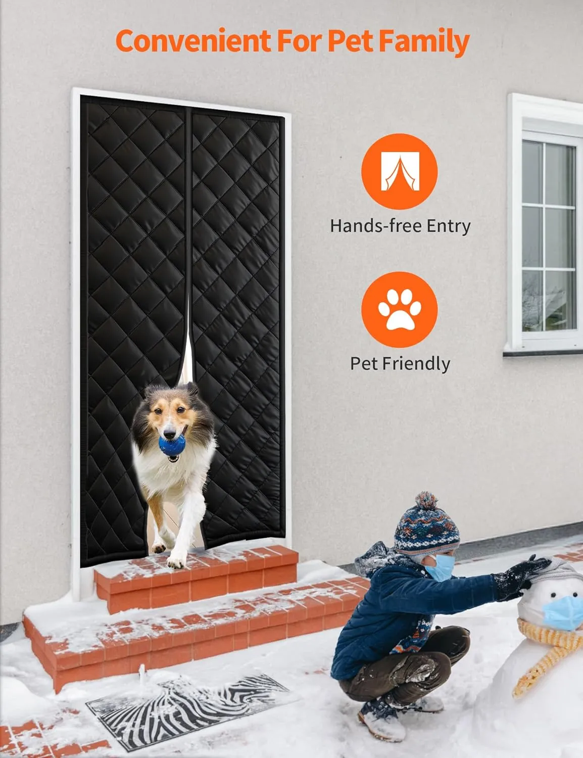 Magnetic Thermal Insulated Curtain for 32"x 80" Doors - Heavy-Duty Oxford Fabric Cover for Heat Insulation, Closure Blanket for Doorway to Keep Warm in Winter, Cool in Summer