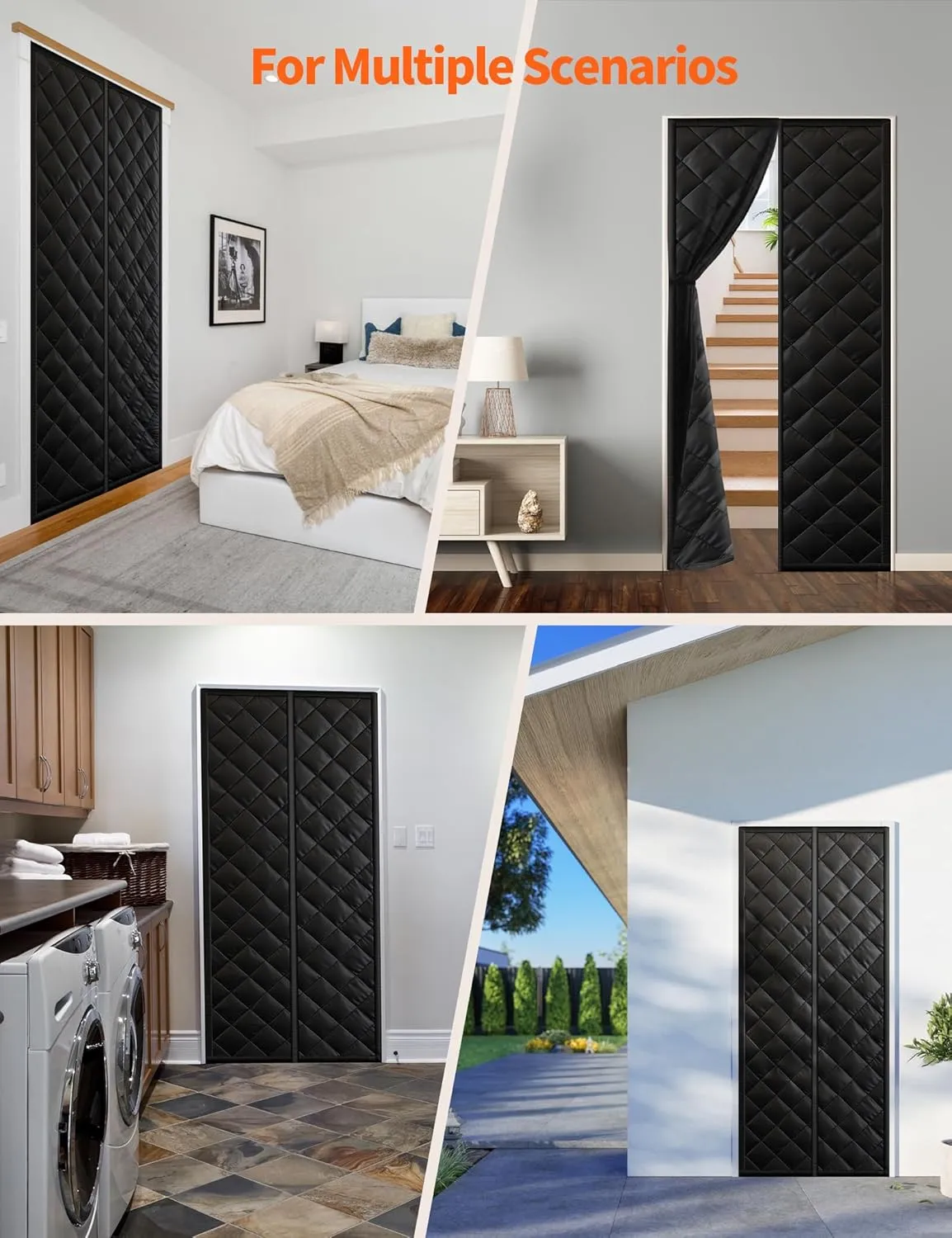 Magnetic Thermal Insulated Curtain for 32"x 80" Doors - Heavy-Duty Oxford Fabric Cover for Heat Insulation, Closure Blanket for Doorway to Keep Warm in Winter, Cool in Summer
