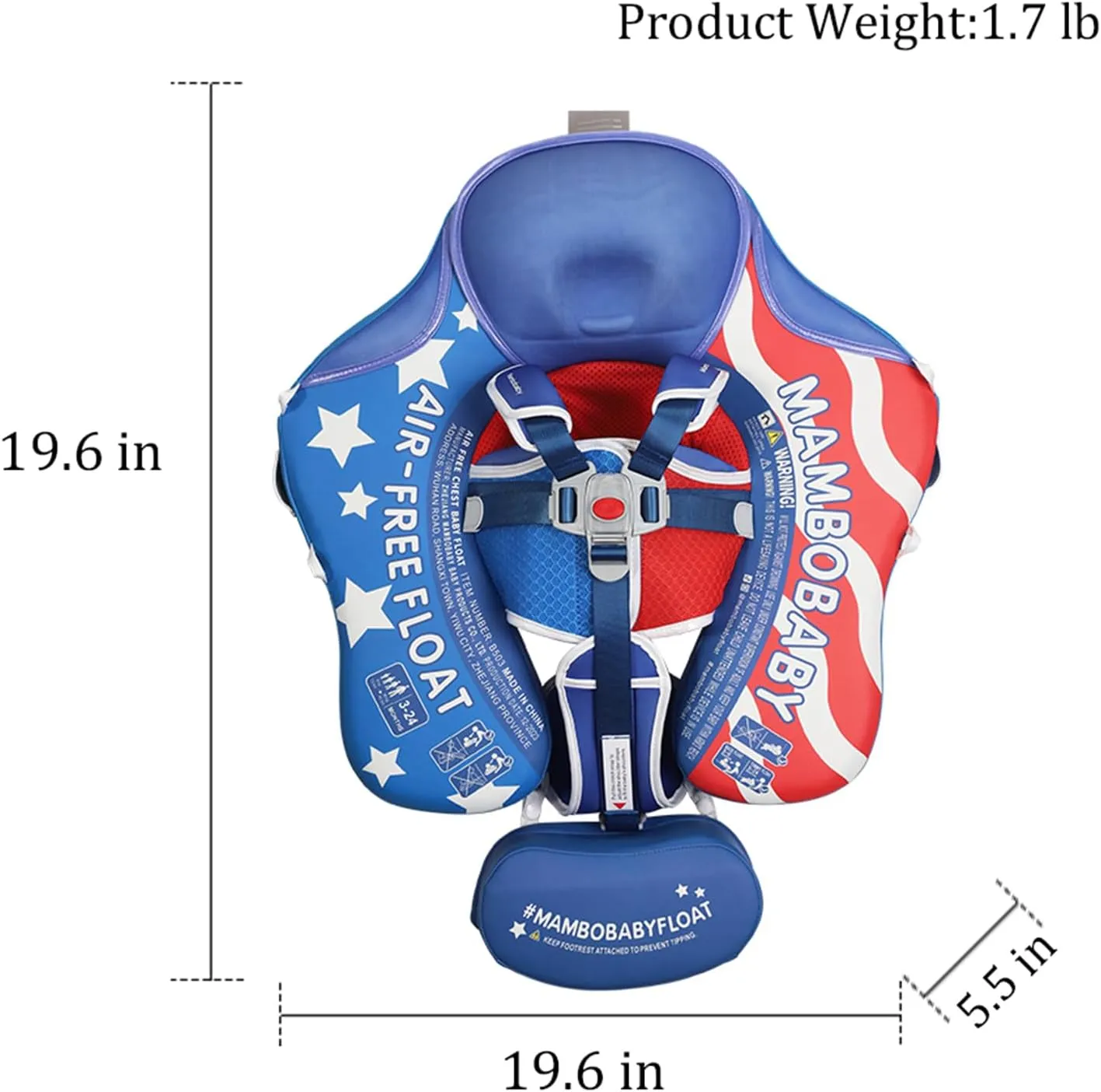 Mambobaby Float Deluxe Baby Pool Float: Safe & Comfortable Swim Trainer for Infants & Toddlers, Non-Inflatable Design, UV Protection Canopy, Fun Water Experience for Ages 3-24 Months