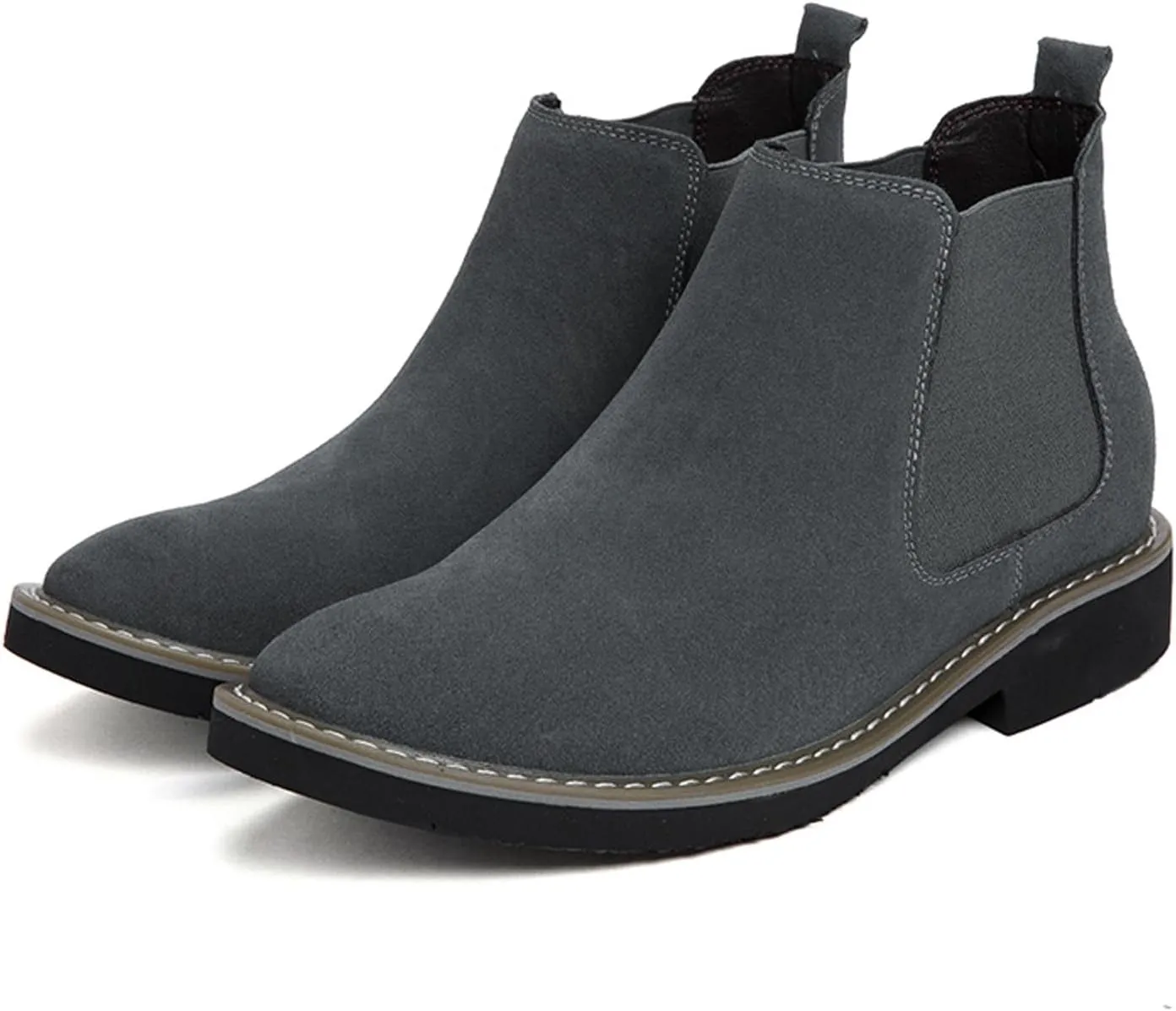 Men’s and Women’s Height Increasing Chelsea Boots - 2.36 Inches Taller, Suede Leather Slip-On Elevator Ankle Boots, Comfortable Formal and Casual Shoes