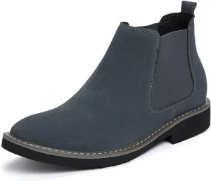 Men’s and Women’s Height Increasing Chelsea Boots - 2.36 Inches Taller, Suede Leather Slip-On Elevator Ankle Boots, Comfortable Formal and Casual Shoes