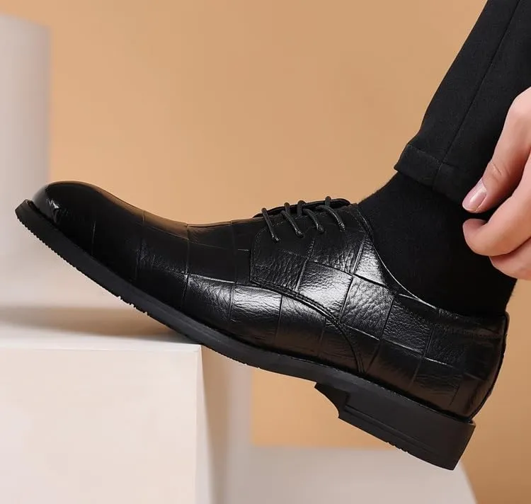 Mens Classic Formal Brogue Lace Up Wedding Pointed Toe Dress Shoes Comfort Business Casual Oxford Shoes for Men