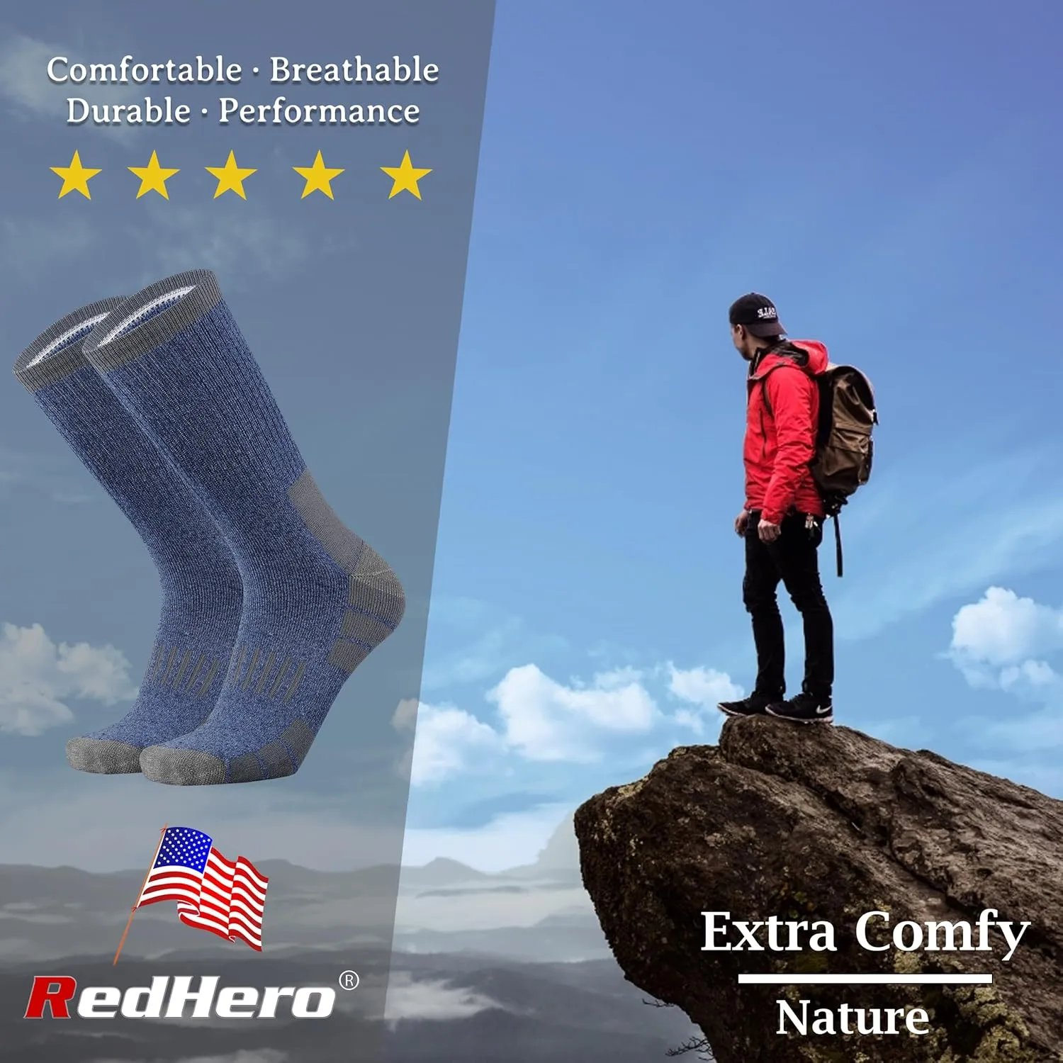 Men's Cotton Heavy Thick Full Cushion Crew Socks Moisture Wicking Control Thermal Winter Athletic Steel Toe Work Boot