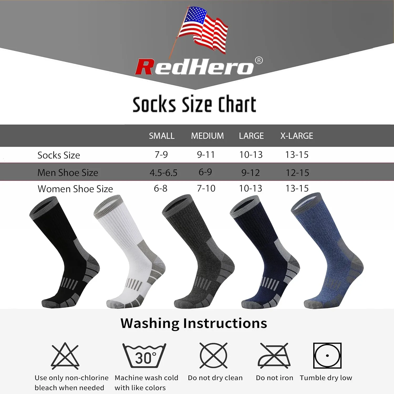 Men's Cotton Heavy Thick Full Cushion Crew Socks Moisture Wicking Control Thermal Winter Athletic Steel Toe Work Boot
