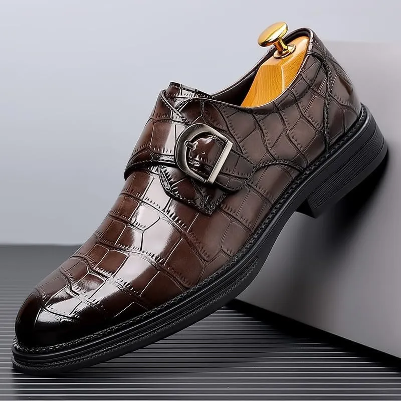 Men's Slip On Brogue Shoes Pointed Toe Classic Oxfords Formal Business Dress Shoes