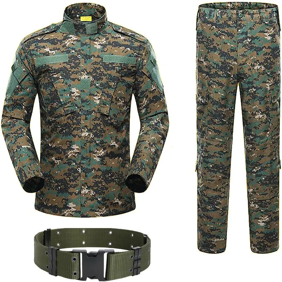 Military Tactical Mens Hunting Combat BDU Uniform Suit Shirt & Pants with Belt MC